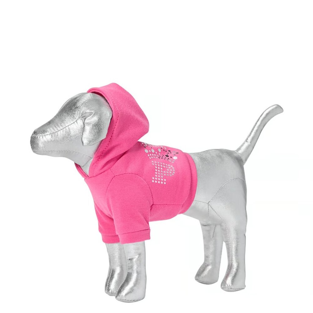 Victoria Secret PINK Metallic Silver Pup Dog 2024 Carmine Rose Bling Collection✨